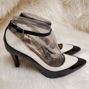 Alfani Black/White Ankle Strap Heels SZ 8M